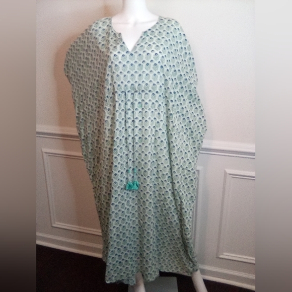 Women's Bellino Blue Floral Maxi Kaftan Dress, One Size - Picture 15 of 16